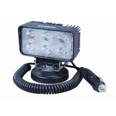 6 x 3W LED Work Lamp with Magnetic Base and 450mm Flying Lead - Black, 12/24V, IP67 0-420-72